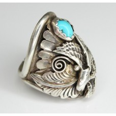 impozant inel amerindian. turcoaz Kingman & argint, designer navajo